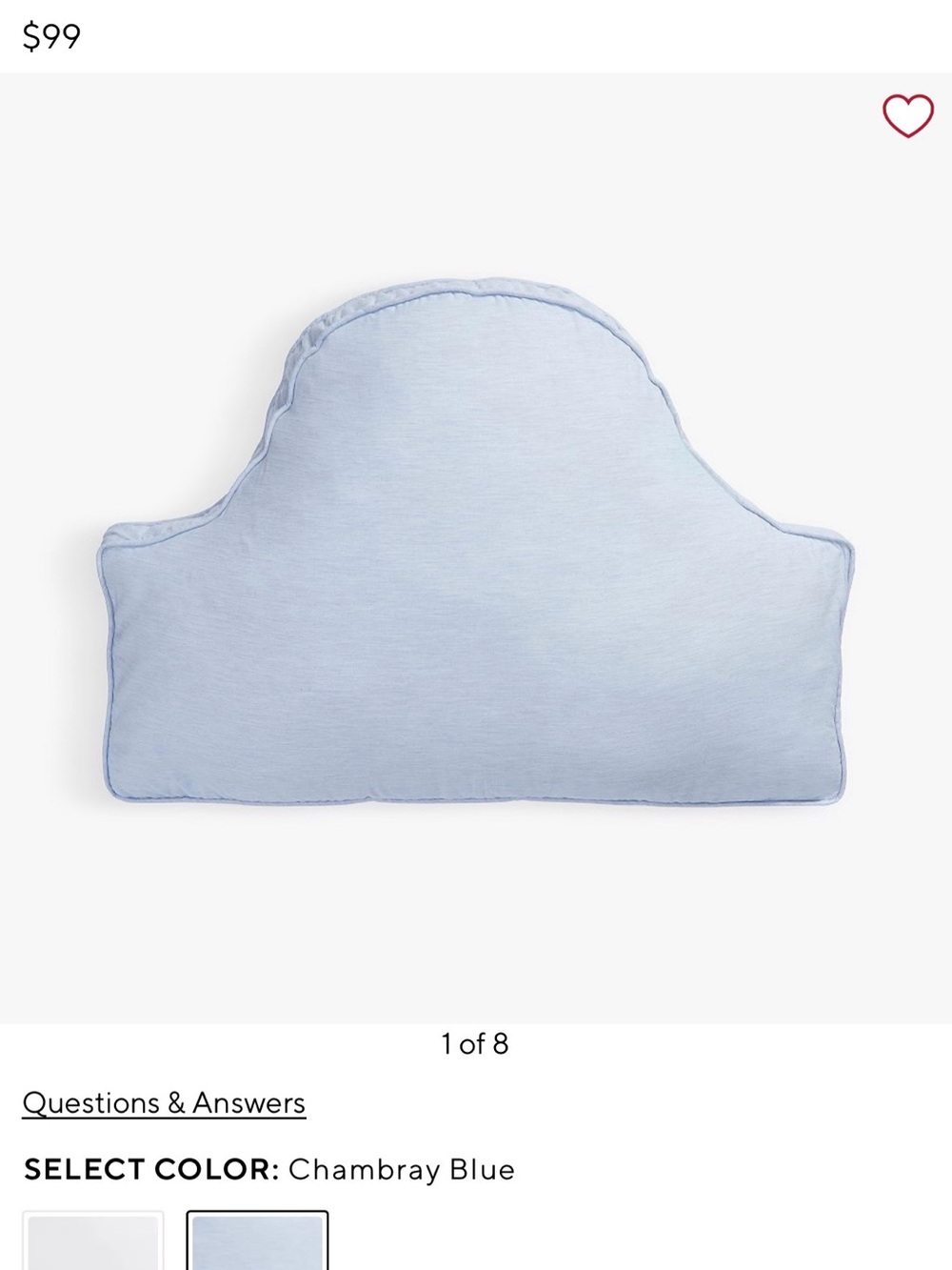 Pottery Barn Teen Chambray Blue Headboard Pillow